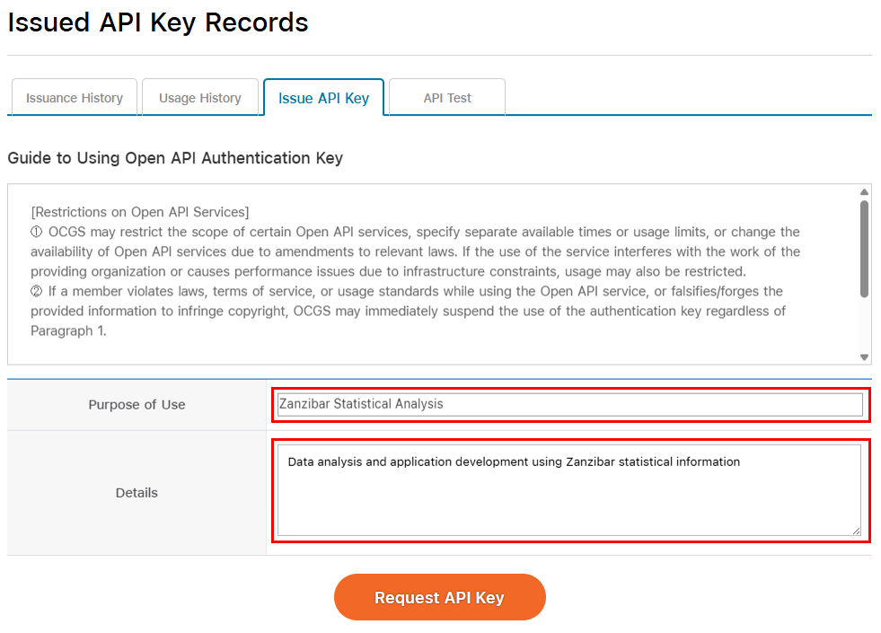 Issue Open API Key