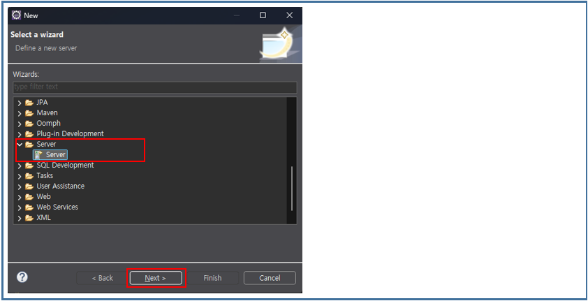 Select Server and proceed to the next step.